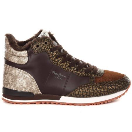 Женские высокие кроссовки Pepe Jeans London GABLE TUMBLE BOOTIE PLS30789, коричневые