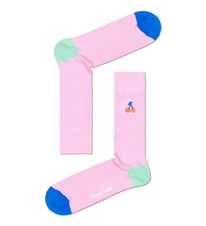 Ribbed Embroidery Cherry Sock RECHE01