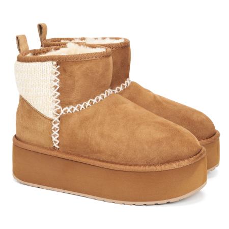 Женские угги EMU Australia Stingers Stinger Knit Flatform W13143, бежевые