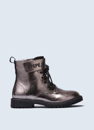 Детские высокие ботинки Pepe Jeans London HATTON STRAP METAL PGS50168, серебряные
