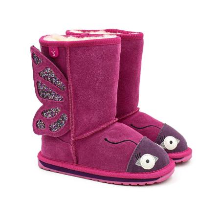 Детские сапоги из овчины (угги) EMU Australia Butterfly K12339, фуксия