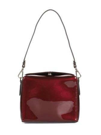 Женская сумка кросс-боди Maison Pourchet Cassetta Vernis 86001, бордовая