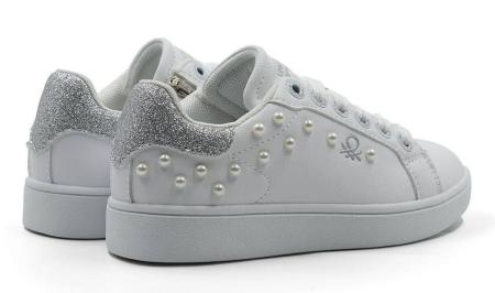 Детские кеды United Colors of Benetton TRIPLE PEARL BTK114205, белые