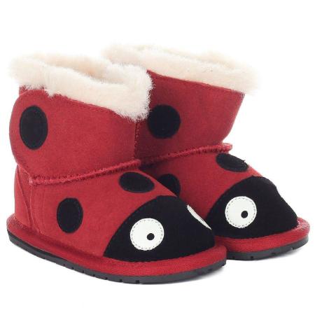 Детские ботинки из овчины (угги) EMU Australia Ladybird Walker B10317, красные