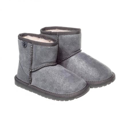 Детские полусапоги из овчины (угги) EMU Australia Wallaby Mini Metallic K11856, серые Детские полусапоги из овчины (угги) EMU Australia Wallaby Mini Metallic K11856, серые