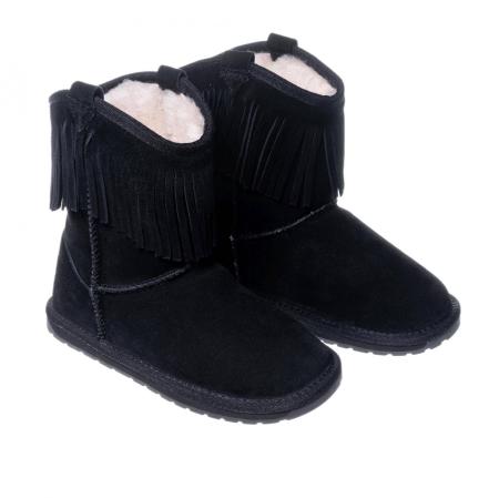 Детские полусапоги из овчины (угги) EMU Australia Wool Fashion Glaziers Kids K11624, черные