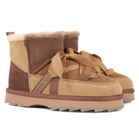 Женские сапоги EMU Australia Sheepskin Fashion Blurred Micro Patchwork W13195, коричневые