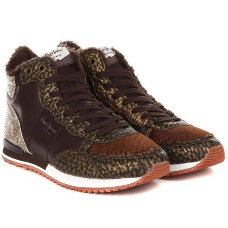 Женские высокие кроссовки Pepe Jeans London GABLE TUMBLE BOOTIE PLS30789, коричневые