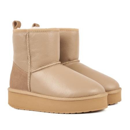 Женские полусапоги из овчины (угги) EMU Australia Stingers Stinger Mini Flatform Leather W13189, песочные